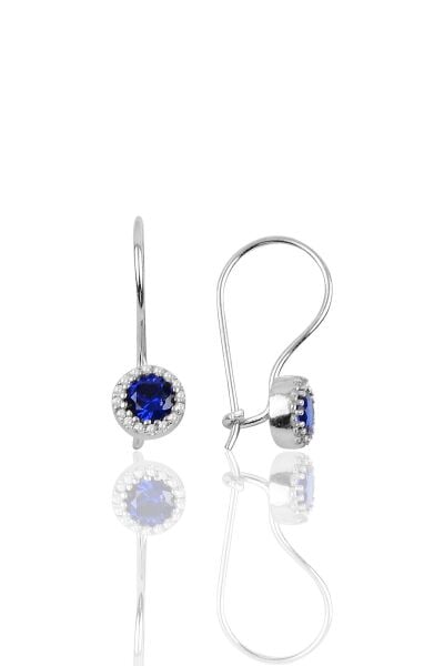 Gümüş safir renk taşlı çengelli küpe SGTL10070SAFİR SGTL10070SAFİR