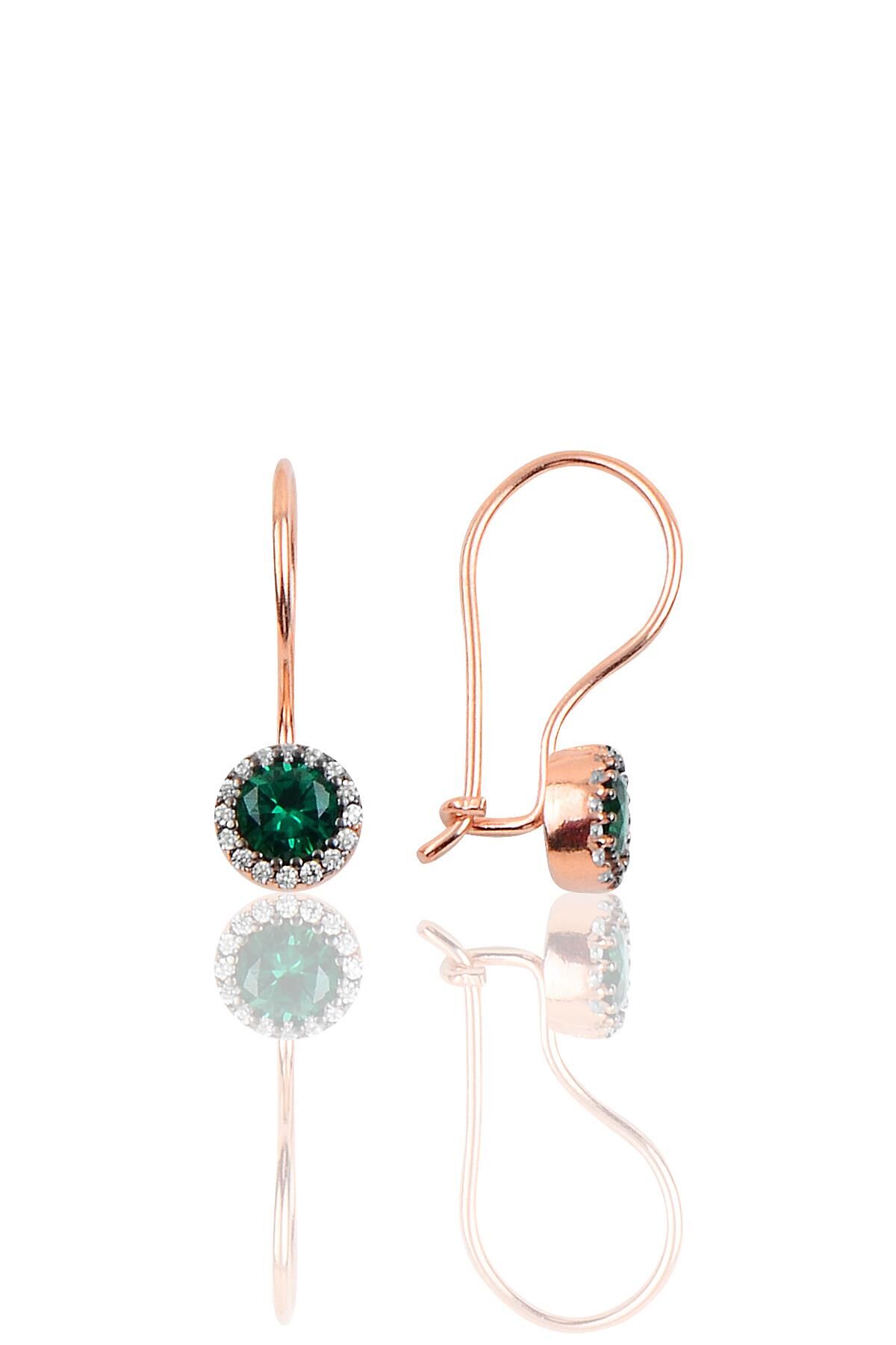 Gümüş zümrüt renk taşlı çengelli küpe SGTL10069YSL SGTL10069YSL