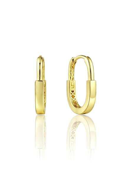 925 Ayar Gümüş Küpe Altın Kaplama Dikdörtgen Halka Küpe - Geometrik Tasarım SGTL13278GOLD