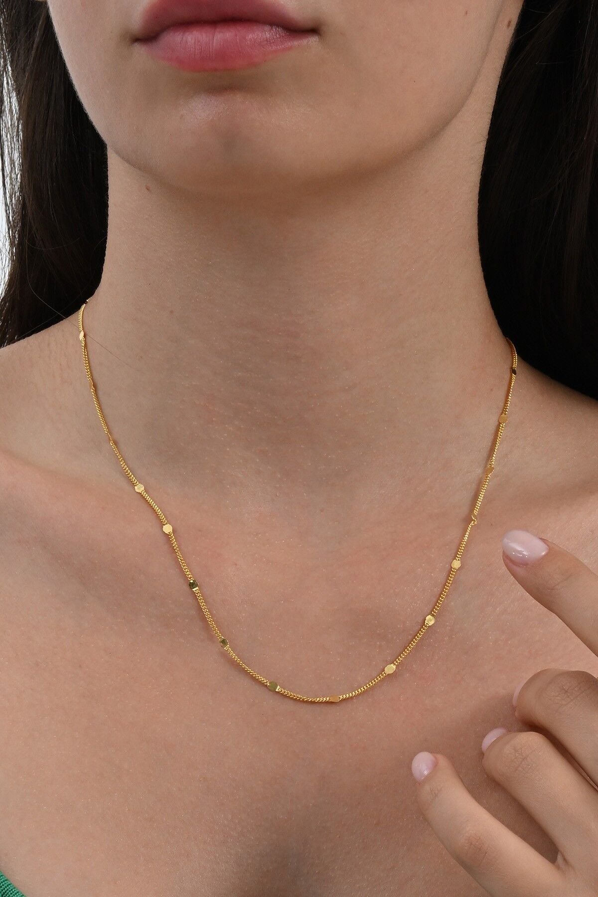 Gümüş altın yaldızlı pullu gurmet  zincir. SGTL10625GOLD