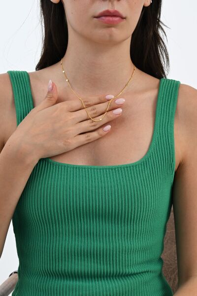 Gümüş altın yaldızlı pullu gurmet  zincir. SGTL10625GOLD