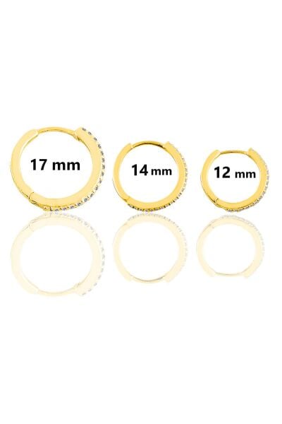 Gümüş altın yaldızlı zirkon taşlı  üç boydan oluşan halka küpeler SGTL11163GOLD