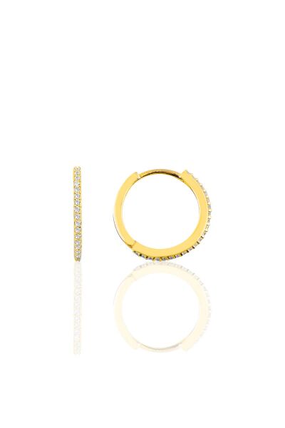 Gümüş altın yaldızlı zirkon taşlı  üç boydan oluşan halka küpeler SGTL11163GOLD