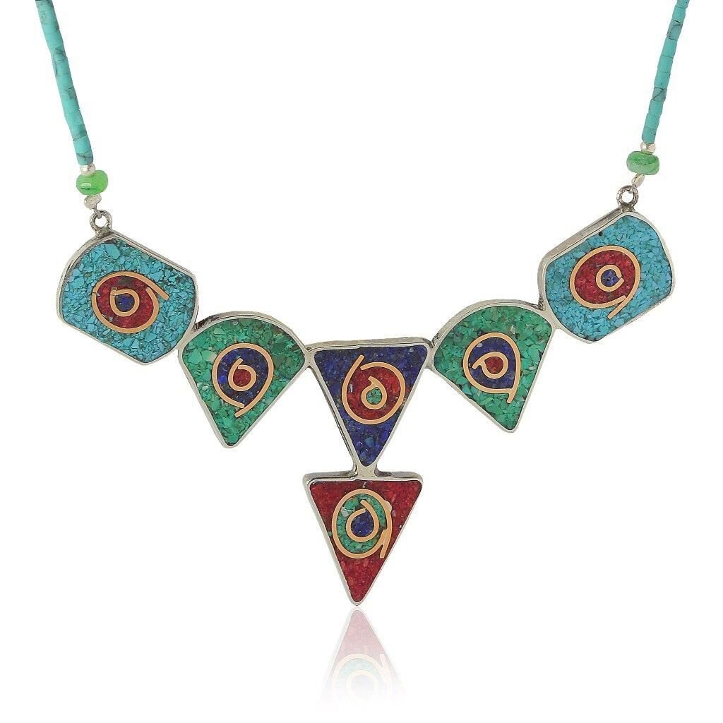 mozaik taşlı özel tasarım kolye SGTL4365