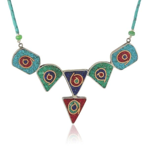 mozaik taşlı özel tasarım kolye SGTL4365