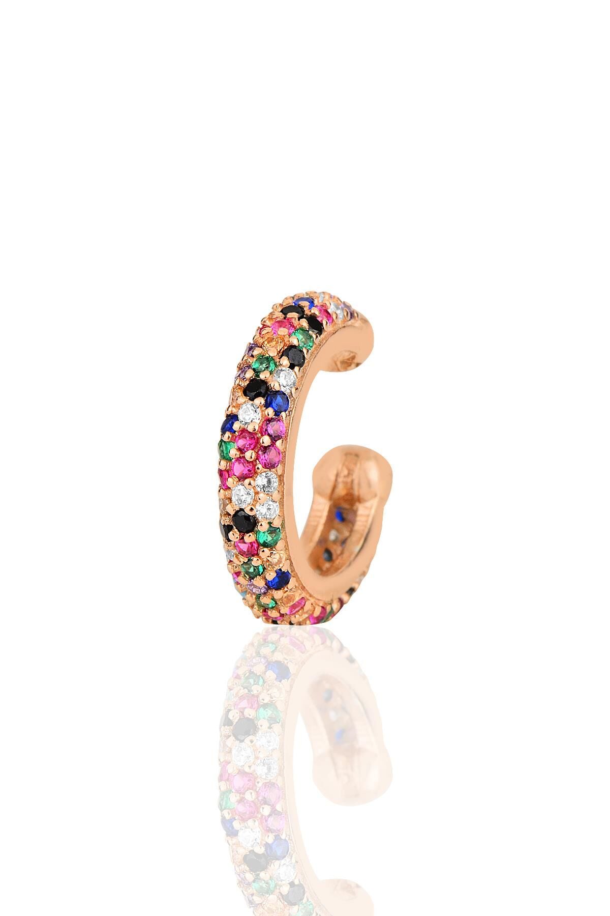 Gümüş rose mix karışık renkli taşlı kıkırdak küpe SGTL10700MIX