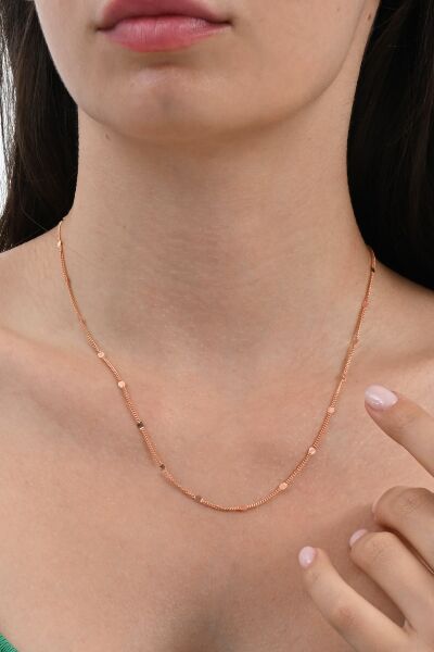 Gümüş rose pullu gurmet  zincir. SGTL10625ROSE