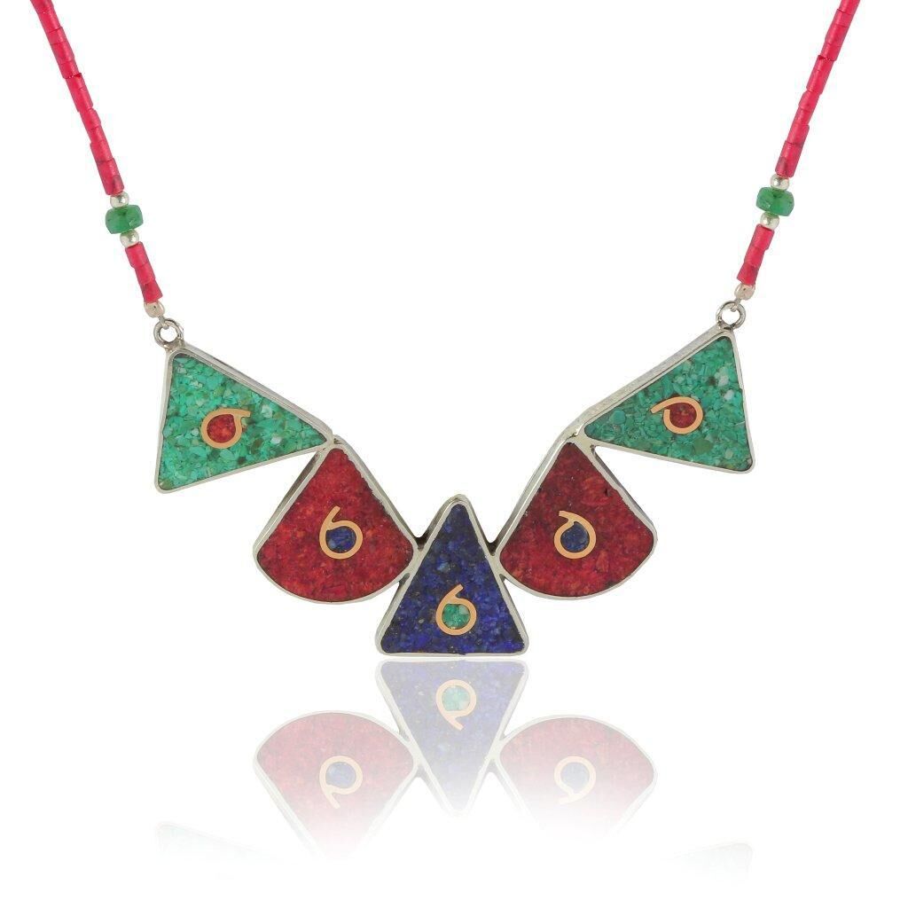 mozaik taşlı özel tasarım kolye SGTL4366