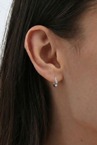 925 Ayar Gümüş  Küpe Lale Formlu Modern Halka Küpe SGTL13280RODAJ