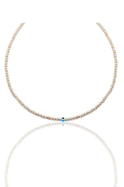 Gümüş rose ve rodyumlu  nazarlı dorica kolye SGTL10390NAZAR