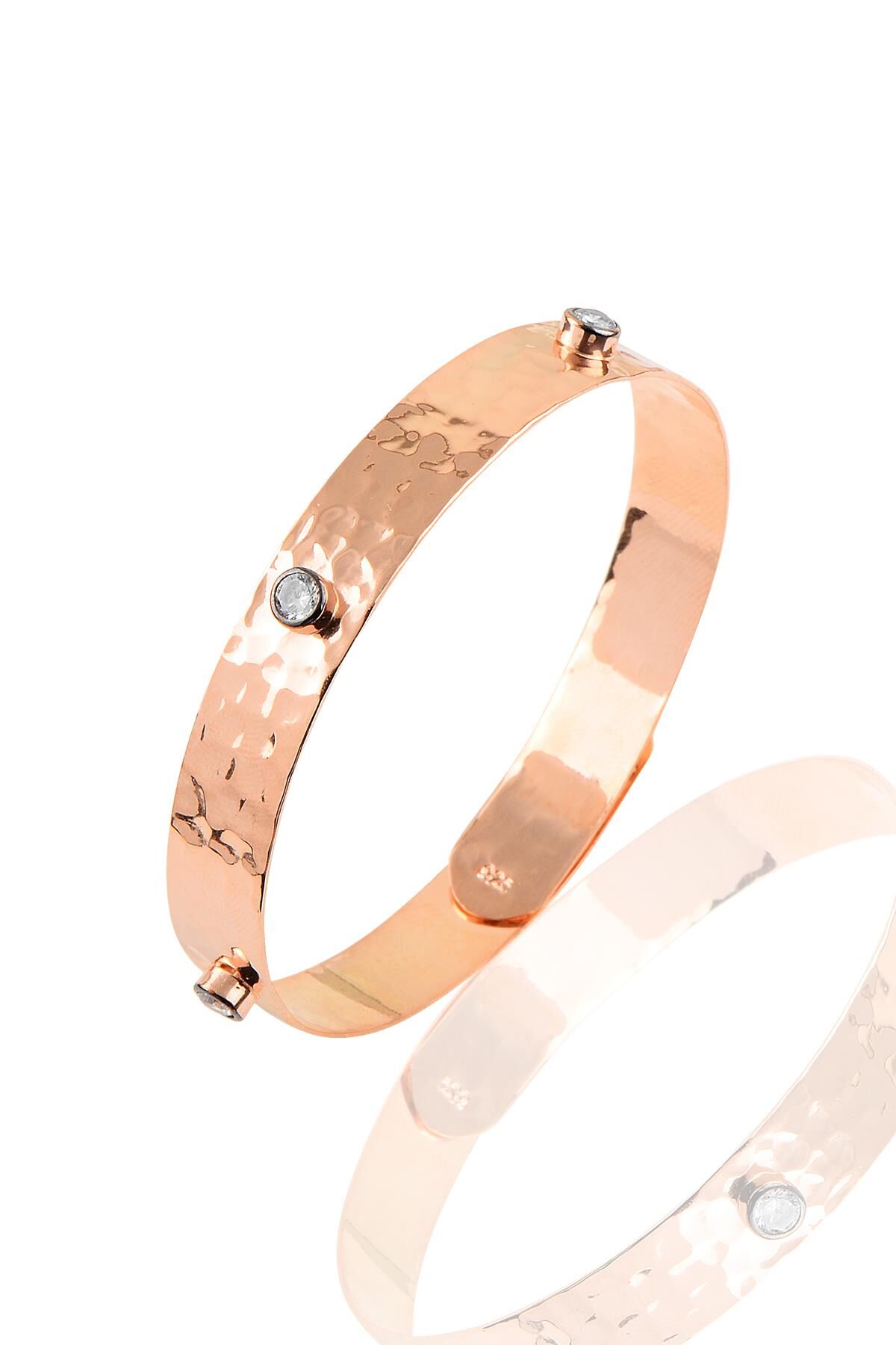 Gümüş rose zirkon taşlı dövme modeli gümüş bilezik. SGTL10627ROSE