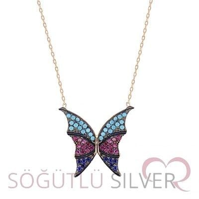 renkli mini kelebek kolye SGTL2822