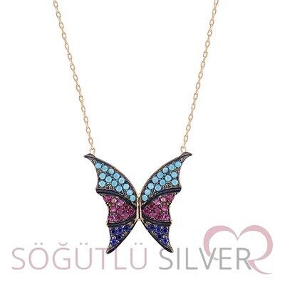 renkli mini kelebek kolye SGTL2822