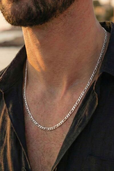 925 Ayar Gümüş Erkek Kolye Kalın Figaro Modeli Erkek Zincir SGTL13210