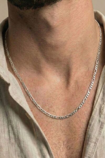 925 Ayar Gümüş Erkek Kolye Kalın Figaro Modeli Erkek Zincir SGTL13210