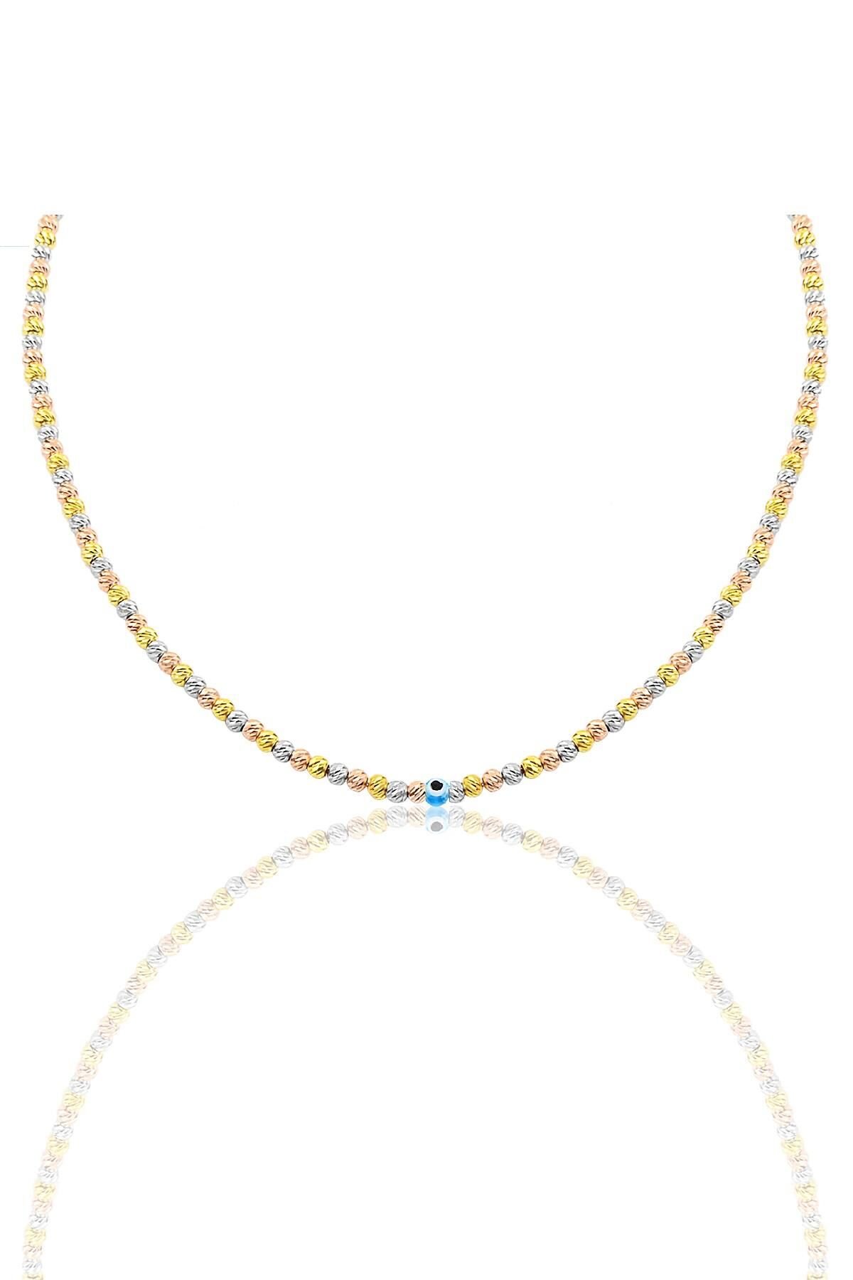 Gümüş renkli nazarlı dorica kolye  SGTL10391NAZAR