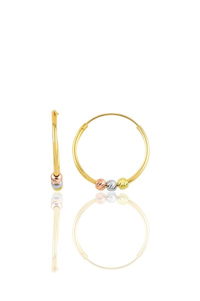 Gümüş altın yaldızlı 18 mm renkli doricalı halka küpe SGTL10335GOLD