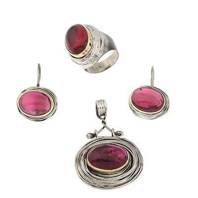 Otantik el işi lal taşlı sarmalı set Set8499