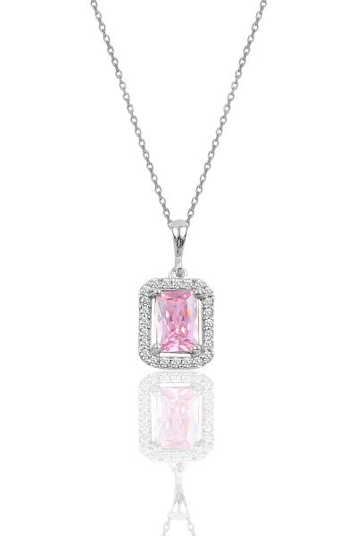 Gümüş rodyumlu pembe baget taşlı üçlü set SGTL10733PEMBE