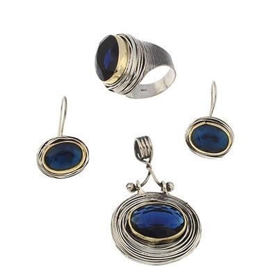 Otantik taşlı el işi sarmalı üçlü set set8498