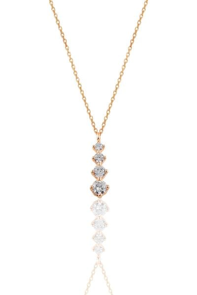 Gümüş rose  zirkon taşlı pırlanta modeli pırıltı kolye SGTL10631ROSE