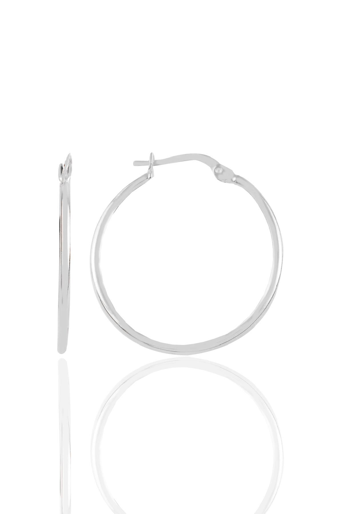 Gümüş  32 mm şarnel halka küpe SGTL12287RODAJ