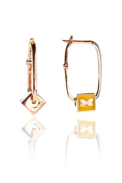 Gümüş mineli sihirli kare göçmen küpe SGTL9155