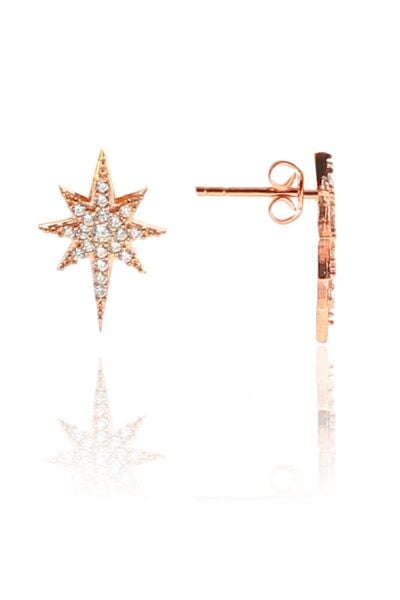 Gümüş zirkon taşlı kutup yıldızı küpe SGTL9159