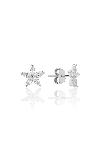 Gümüş rodyumlu markiz kesim zirkon taşlı lotus küpe SGTL12796RODAJ
