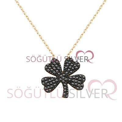 Rose siyah taşlı yonca üçlü set set8280