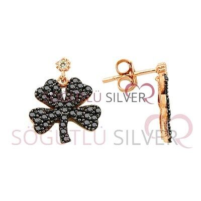 Rose siyah taşlı yonca üçlü set set8280