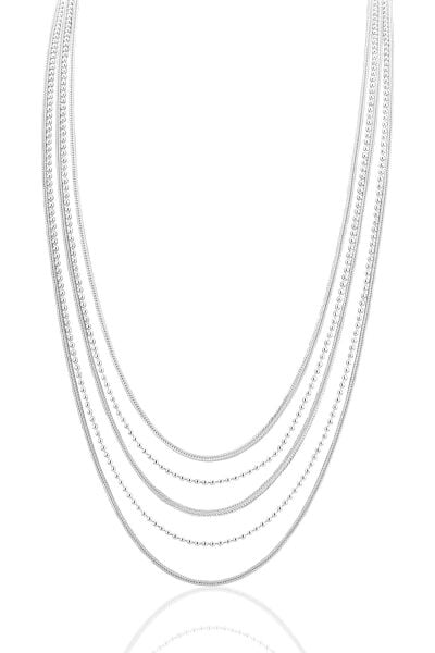 Gümüş 5 sıra toplu midyat hasırı kolye SGTL12799GUMUS