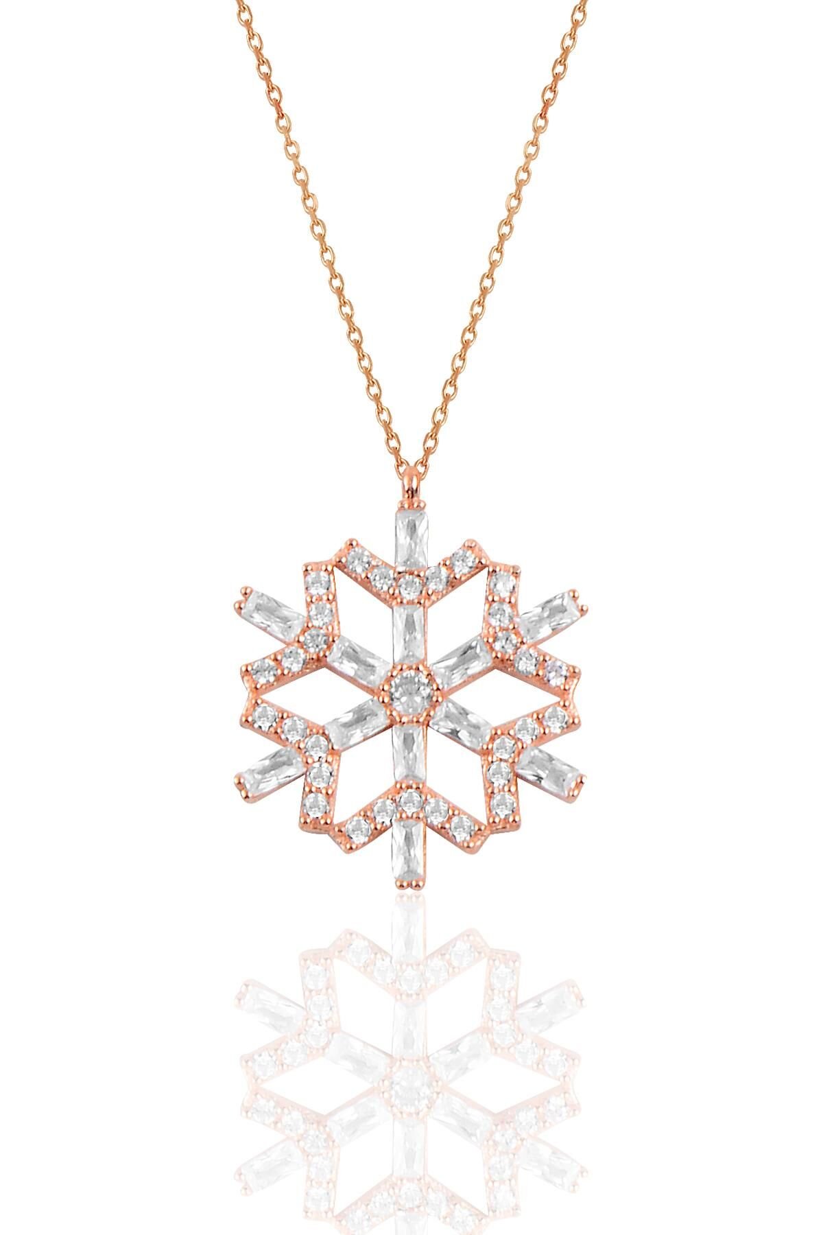 Gümüş baget taşlı kartanesi kolye SGTL10080ROSE SGTL10080ROSE