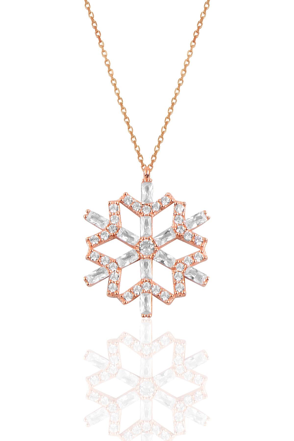 Gümüş baget taşlı kartanesi kolye SGTL10080ROSE SGTL10080ROSE