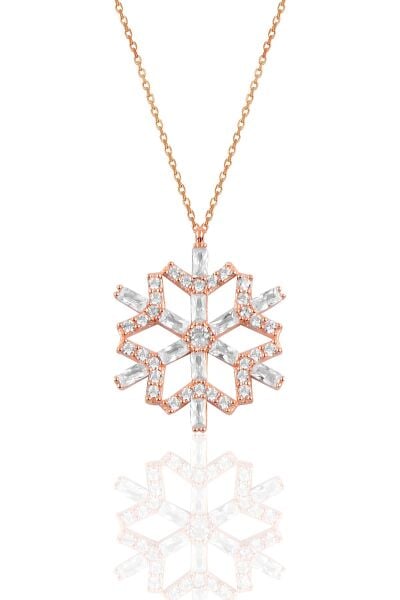 Gümüş baget taşlı kartanesi kolye SGTL10080ROSE SGTL10080ROSE