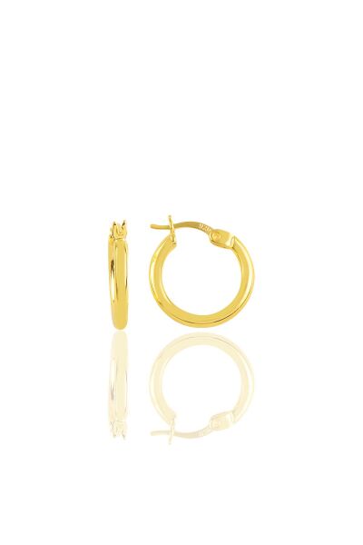 Gümüş altın yaldızlı 16 mm şarnel halka küpe SGTL10641GOLD