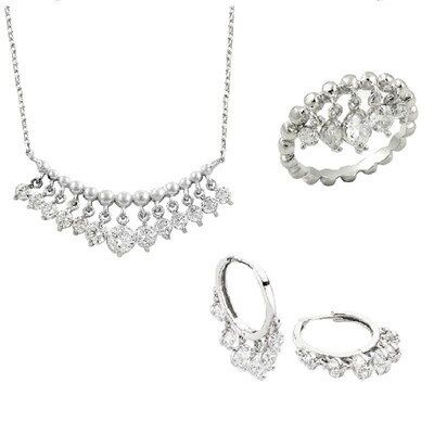 Rodyumlu Shakira zirkon taşlı üçlü set set8275