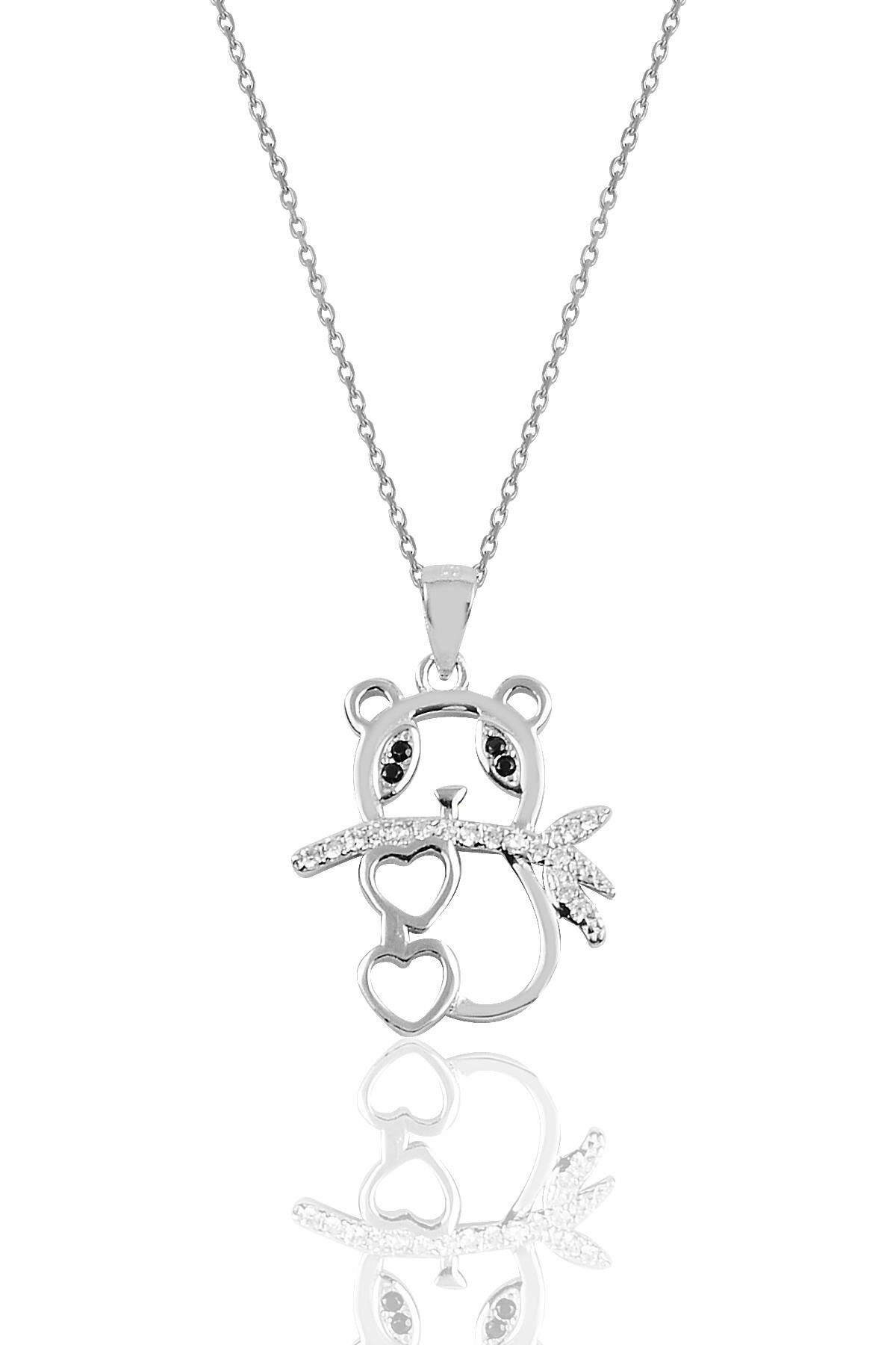 Gümüş sevimli panda kolye SGTL10083 SGTL10083