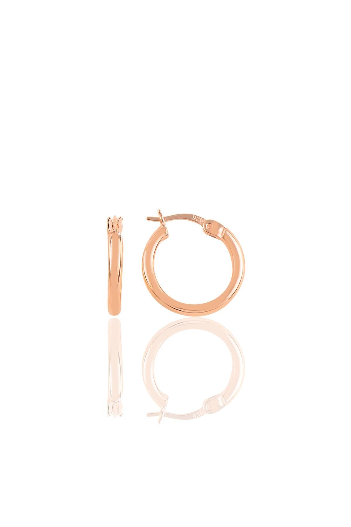 Gümüş rose 16 mm şarnel halka küpe SGTL10641ROSE