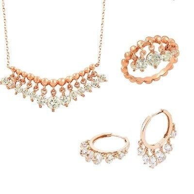 Rose shakira zirkon taşlı üçlü set set8274