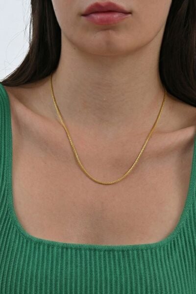 925 Ayar Gümüş Zincir Altın Kaplama İtalyan Popcorn 49 cm Zincir Kolye SGTL13287GOLD