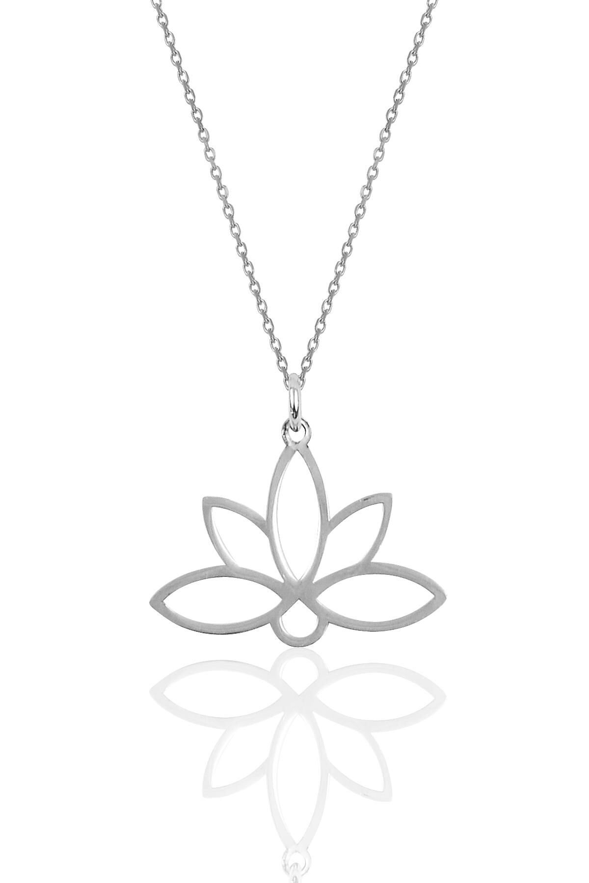 Gümüş sonsuz yaşamın simgesi lotus çiçeği kolye SGTL10085RODAJ SGTL10085RODAJ