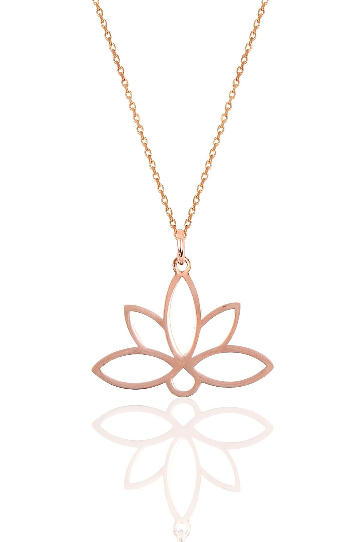 Gümüş sonsuz yaşamın simgesi lotus çiçeği kolye SGTL10085ROSE SGTL10085ROSE