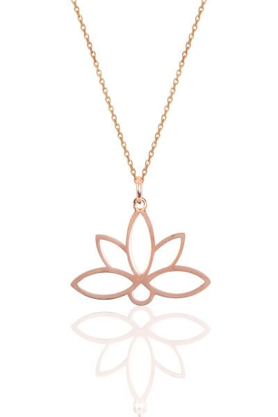 Gümüş sonsuz yaşamın simgesi lotus çiçeği kolye SGTL10085ROSE SGTL10085ROSE