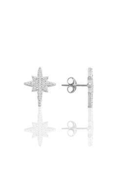 Gümüş rodyumlu zirkon taşlı kutup yıldızı küpe SGTL11537RODAJ