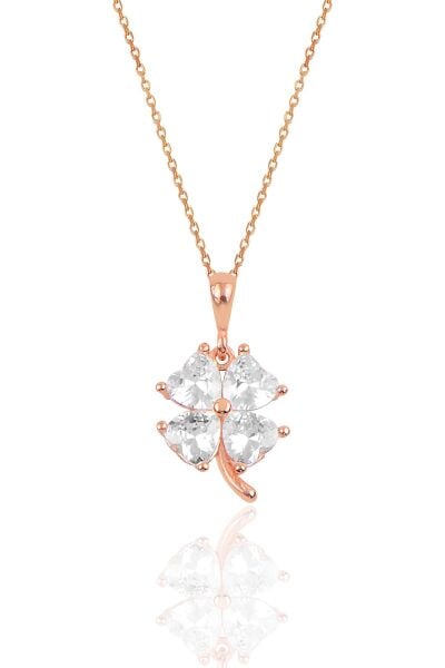 Gümüş zirkon taşlı yonca modeli kolye SGTL10088BEYAZ SGTL10088BEYAZ