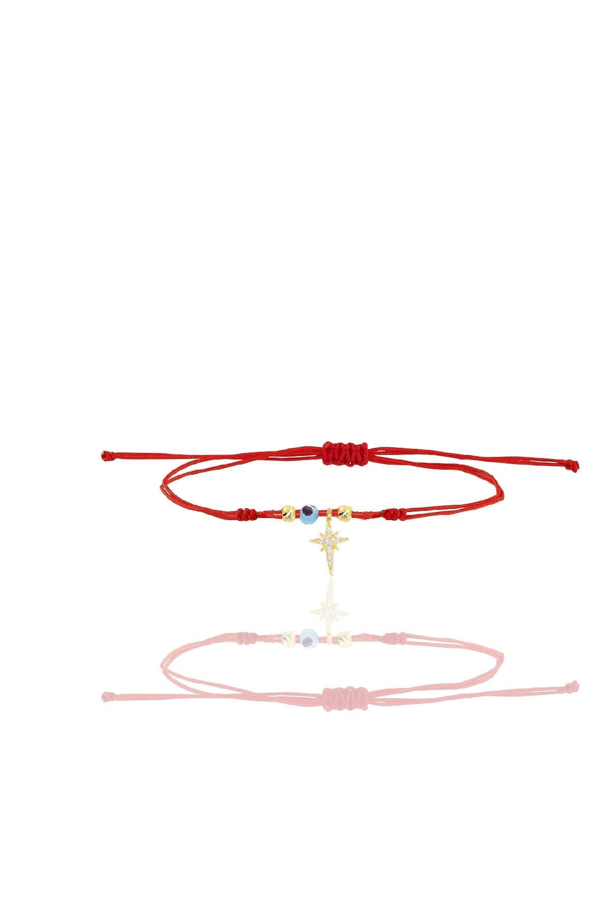 Gümüş altın yaldızlı zirkon taşlı nazarlı kutup yıldızı ipli şans bileklik SGTL12439GOLD