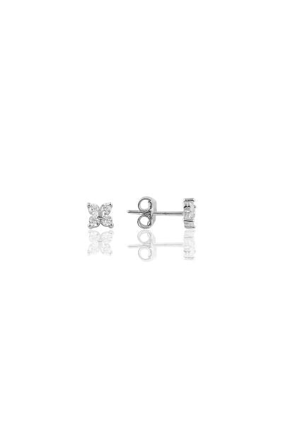 Gümüş rodyumlu zirkon  taşlı mini yonca küpe SGTL10644RODAJ