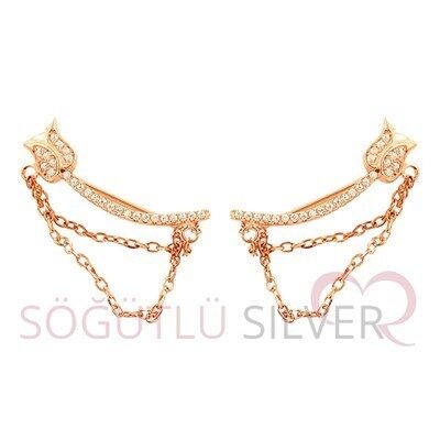 Rose zincirli lale küpe kupe8421