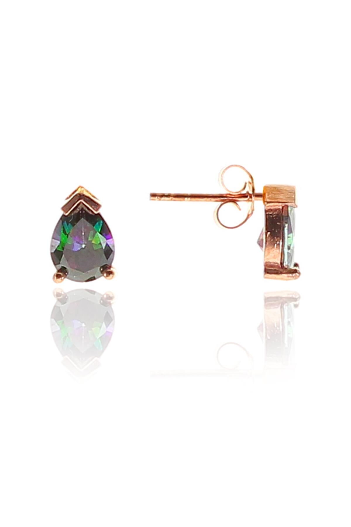 Gümüş mistik taşlı mini damla küpe SGTL9163